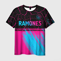 Мужская футболка Ramones - neon gradient посередине