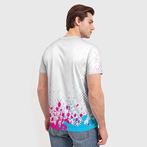 Мужская футболка Slipknot neon gradient style посередине / 3D-принт – фото 4