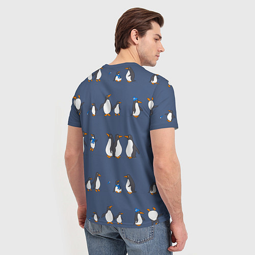 Мужская футболка Забавное семейство пингвинов / 3D-принт – фото 4