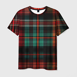 Мужская футболка Красно-зелёная шотландская клетка