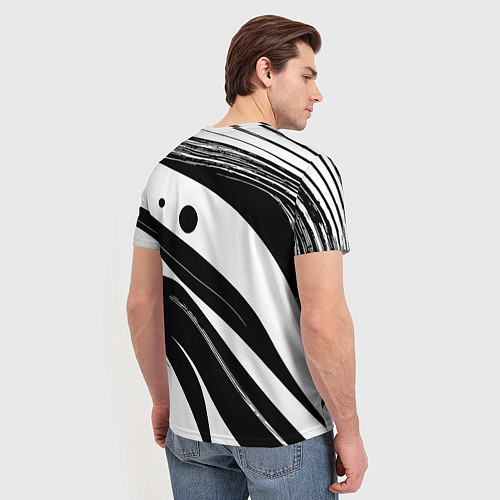 Мужская футболка Abstract black and white composition / 3D-принт – фото 4