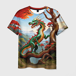 Мужская футболка Зеленый деревянный дракон