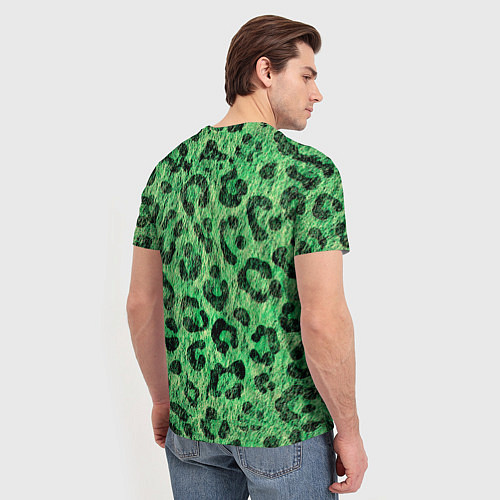 Мужская футболка Зелёный леопард паттерн / 3D-принт – фото 4