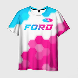 Мужская футболка Ford neon gradient style посередине
