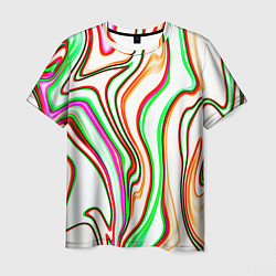 Мужская футболка Разноцветные волнистые линии абстракция
