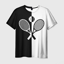 Мужская футболка Теннис - чёрно белое