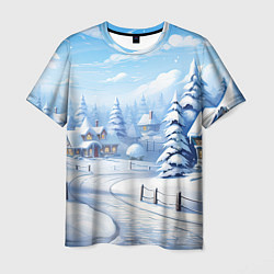 Мужская футболка Снежный зимний фон