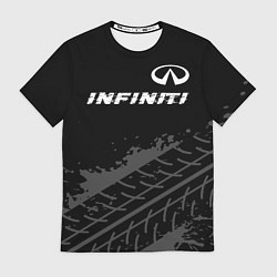 Футболка мужская Infiniti speed на темном фоне со следами шин посер, цвет: 3D-принт