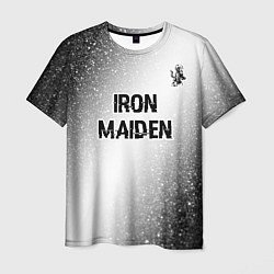 Мужская футболка Iron Maiden glitch на светлом фоне посередине