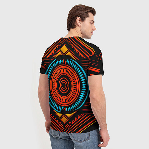 Мужская футболка Орнамент в африканском стиле на тёмном фоне / 3D-принт – фото 4
