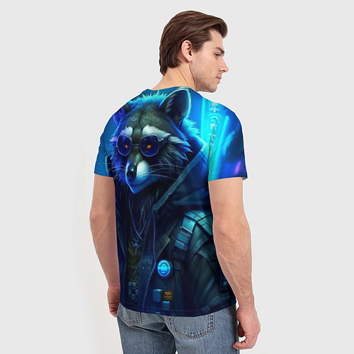 Мужская футболка Енот киберпанк от ai / 3D-принт – фото 4