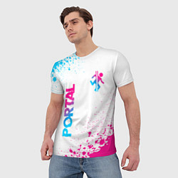 Футболка мужская Portal neon gradient style вертикально, цвет: 3D-принт — фото 2