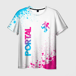 Мужская футболка Portal neon gradient style вертикально
