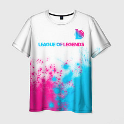 Мужская футболка League of Legends neon gradient style посередине