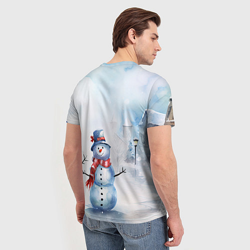 Мужская футболка Новогодний день со снеговиком / 3D-принт – фото 4