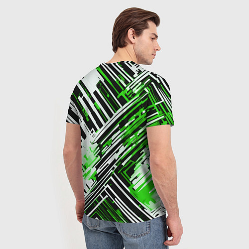 Мужская футболка Киберпанк линии белые и зелёные / 3D-принт – фото 4