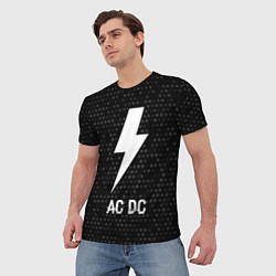 Футболка мужская AC DC glitch на темном фоне, цвет: 3D-принт — фото 2
