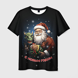 Мужская футболка Дед мороз с драконом