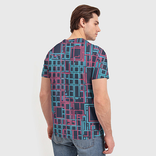 Мужская футболка Разноцветные толстые линии / 3D-принт – фото 4