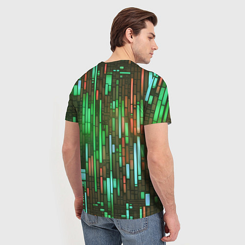 Мужская футболка Неоновые полосы зелёные / 3D-принт – фото 4