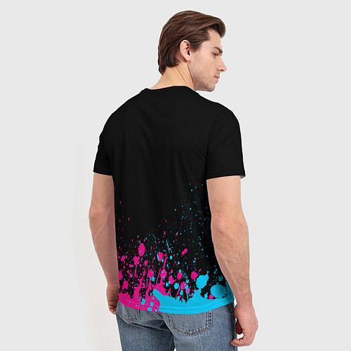 Мужская футболка In Flames - neon gradient посередине / 3D-принт – фото 4