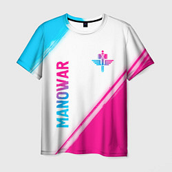 Мужская футболка Manowar neon gradient style вертикально