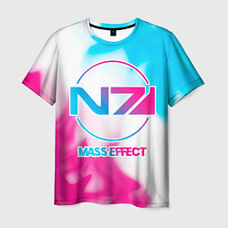Мужская футболка Mass Effect neon gradient style