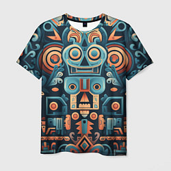 Мужская футболка Симметричный абстрактный паттерн в ацтекском стиле