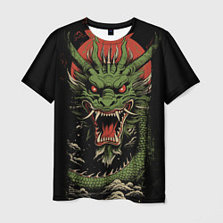 Мужская футболка Зеленый дракон с открытой пастью
