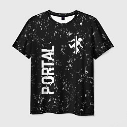 Мужская футболка Portal glitch на темном фоне вертикально
