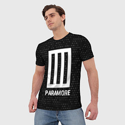 Футболка мужская Paramore glitch на темном фоне, цвет: 3D-принт — фото 2