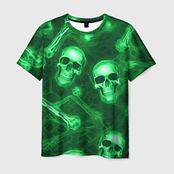 Футболка мужская Зелёные черепа и кости, цвет: 3D-принт