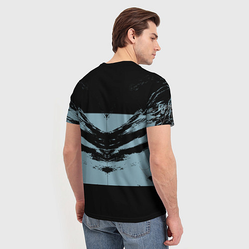 Мужская футболка Стилизованый черный крылатый всадник / 3D-принт – фото 4