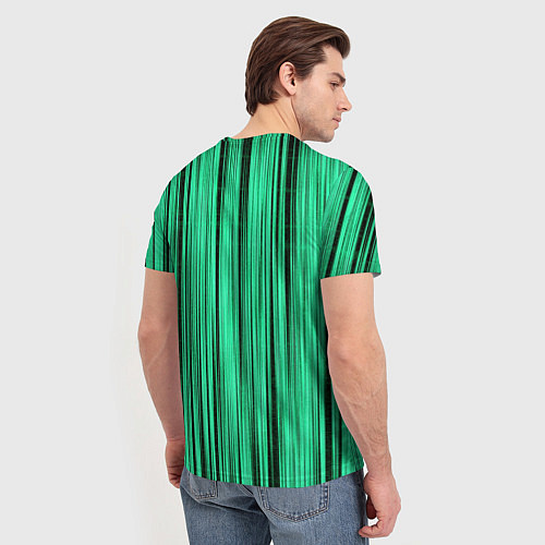 Мужская футболка Абстракция полосы зелёные / 3D-принт – фото 4