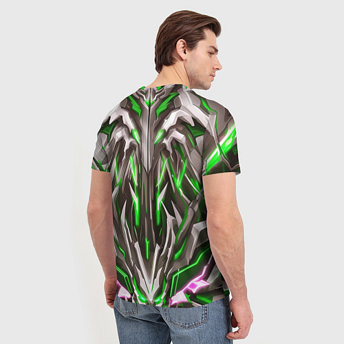 Мужская футболка Зелёная киберпанк броня / 3D-принт – фото 4