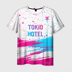 Мужская футболка Tokio Hotel neon gradient style посередине