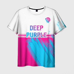 Мужская футболка Deep Purple neon gradient style посередине