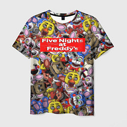 Мужская футболка Five Nights at Freddys все персонажы хоррора