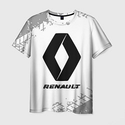 Мужская футболка Renault speed на светлом фоне со следами шин