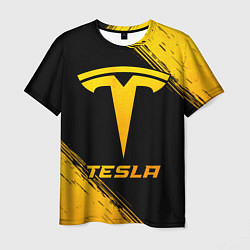 Мужская футболка Tesla - gold gradient