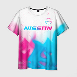 Мужская футболка Nissan neon gradient style посередине