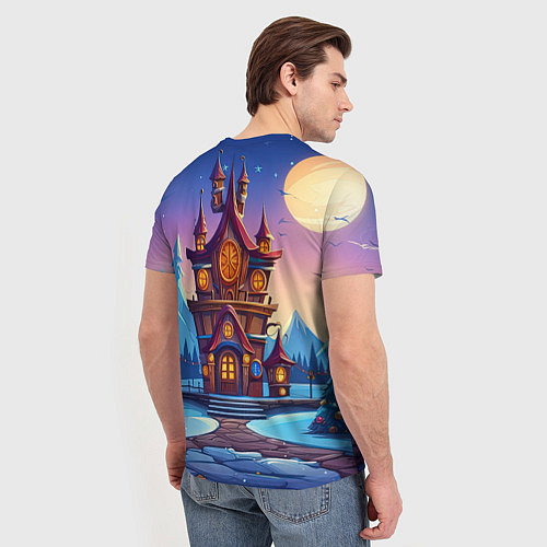 Мужская футболка Новогодний сказочный замок / 3D-принт – фото 4