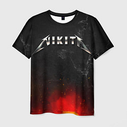 Мужская футболка Никита в стиле Металлика - огонь и искры