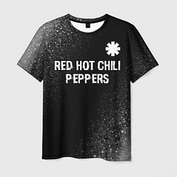 Мужская футболка Red Hot Chili Peppers glitch на темном фоне посере