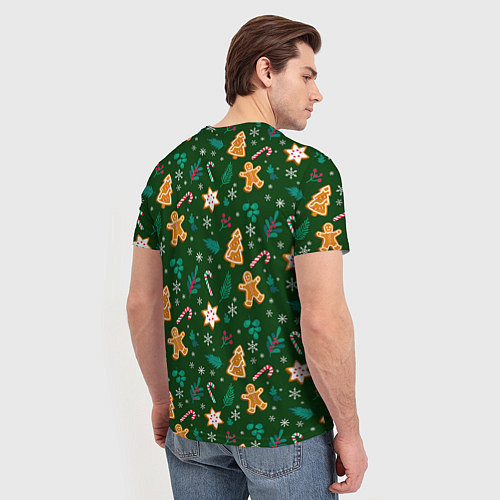 Мужская футболка New year pattern with green background / 3D-принт – фото 4