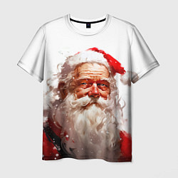 Мужская футболка Добрый Санта - мазки краски
