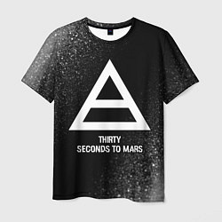 Мужская футболка Thirty Seconds to Mars glitch на темном фоне