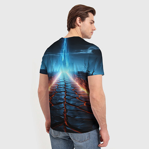 Мужская футболка Разломленная дорога / 3D-принт – фото 4