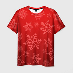 Мужская футболка Красные снежинки