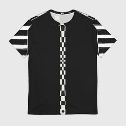 Мужская футболка Иллюзия заполненного пространства черный клетка и